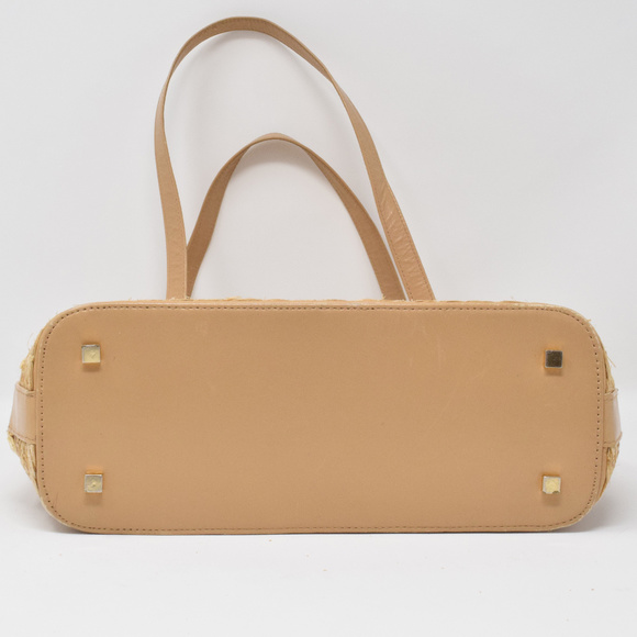 Stuart Weitzman Raffia Flower Purse Tan Woven Neutral Spring Summer - Picture 4 of 8